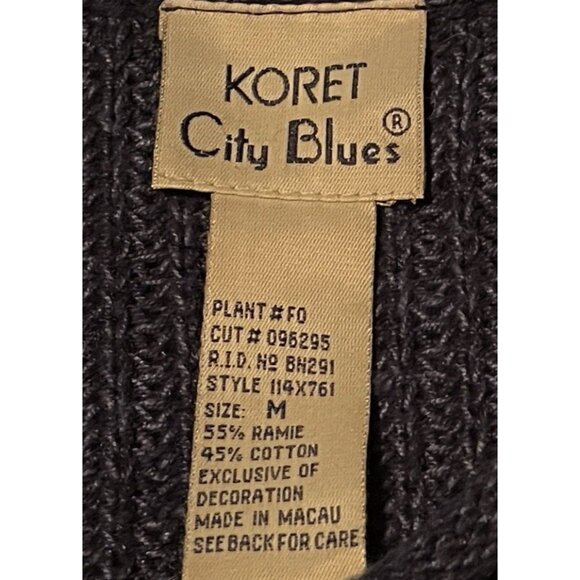 Koret City Blues Womens Embroidered  Patches Floral Sweater Size M Blue Knit - Picture 10 of 13